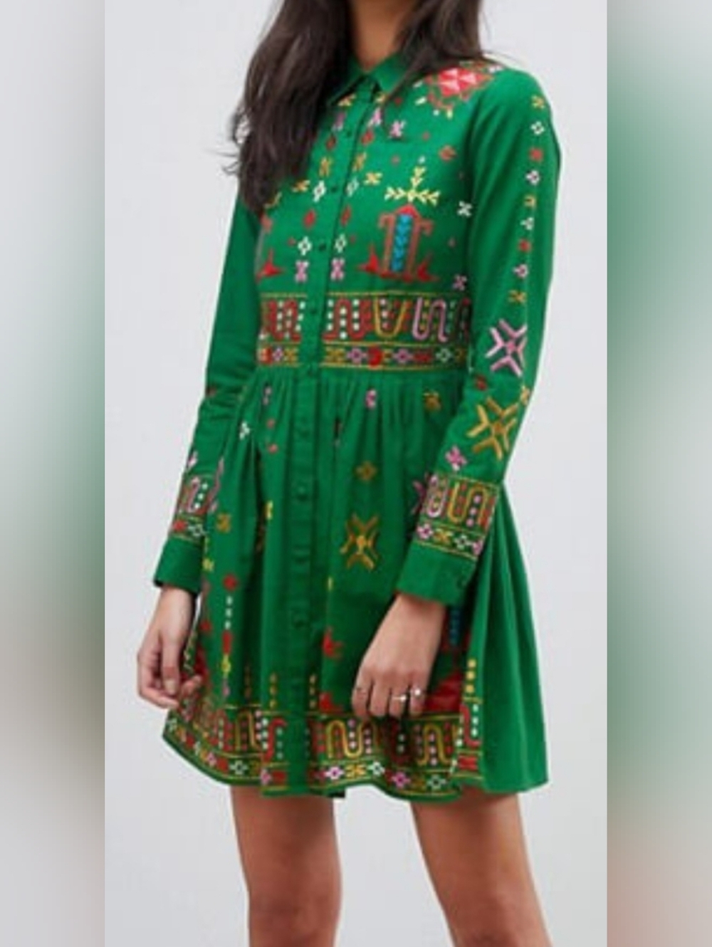 Asos Embroidered Mini Shirt Dress, GUC, Size 8